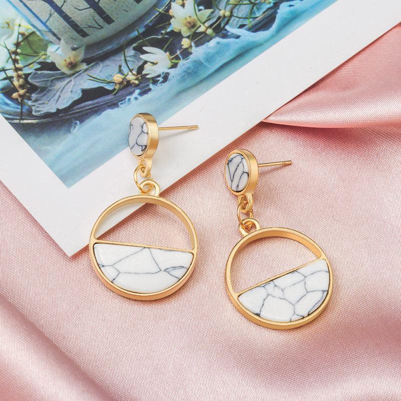 New Fashion Round Dangle Drop Korean Earrings For Women In Geometric Round Heart Gold Earring Wedding Elegant Style