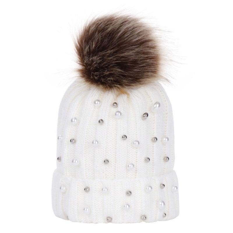 Luxury Baby Kids Pompom Newborn Baby Hat Cap Knitted Warm Hats With Rhinestone for Baby Girl/Boy Beanie Soft Toddler Hat