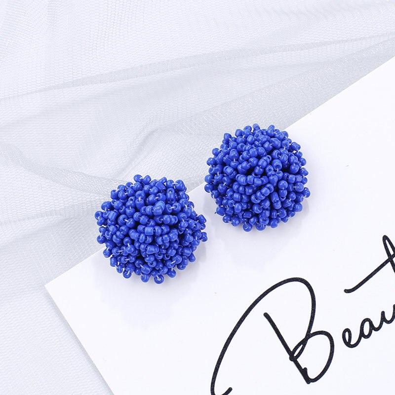 Luxury Handmade Blue Geometric Pendant Earrings In Multiple Earrings Trendy Beaded Dangle Earrings In Korean Style