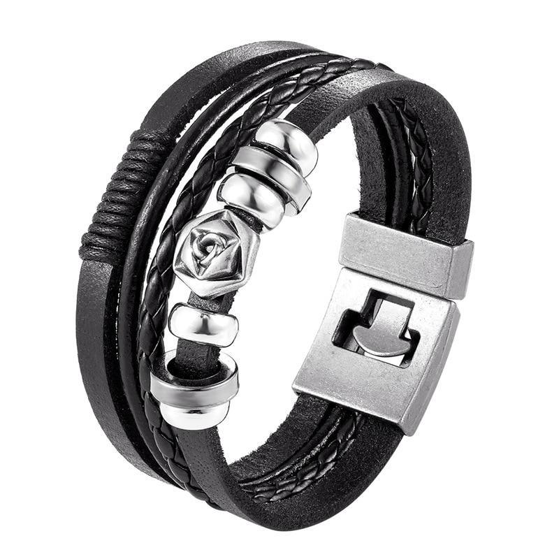 Trendy Modern Jewelry Leather Bracelet Men Braided Multilayer Anchor Bracelets Ladies Rope Chain for Male Jewelry Classic Style