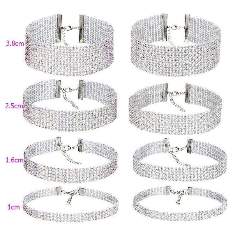 NEW Crystal Shiny Diamond Rhinestone Choker Necklace Women Wedding Accessories Luxury Jewelry Perfect Gift For Girl Cool Style