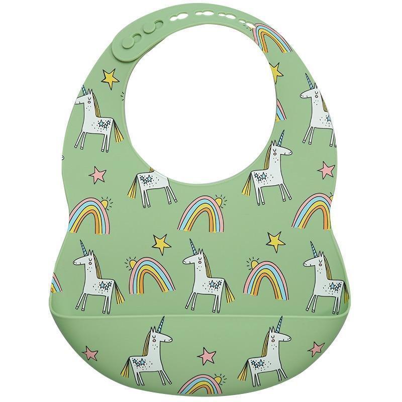 Cartoon Printed Adjustable Waterproof Silicone Feeding Bib Burp Cloth for  Baby