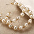 Elegant Plain Gold Metal Pearl Hoop Earrings In Fashion Big Circle Style For Women