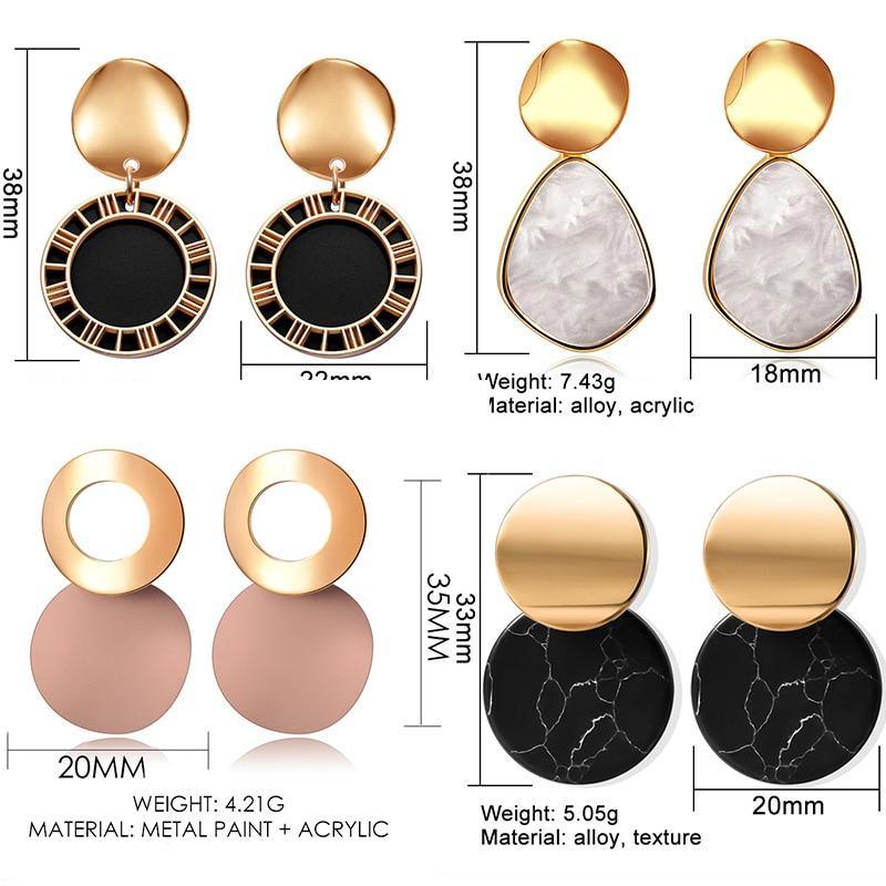 New Modern Korean Statement Round Luxury Earrings For Women Perfect Geometric Elegant Gold Shell Fluff Dangle Drop Earrings