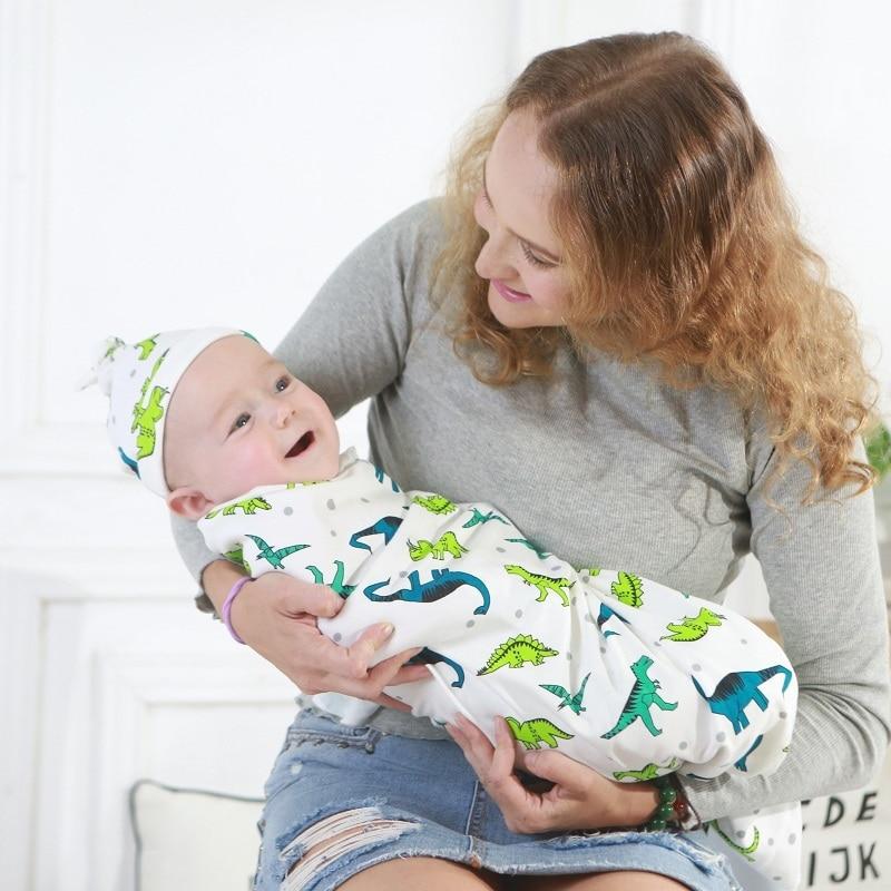 Newborn Wrapping Swaddle Baby Envelop Wrap Blanket Baby Hat Sleeping Bag Set Sleep Bag