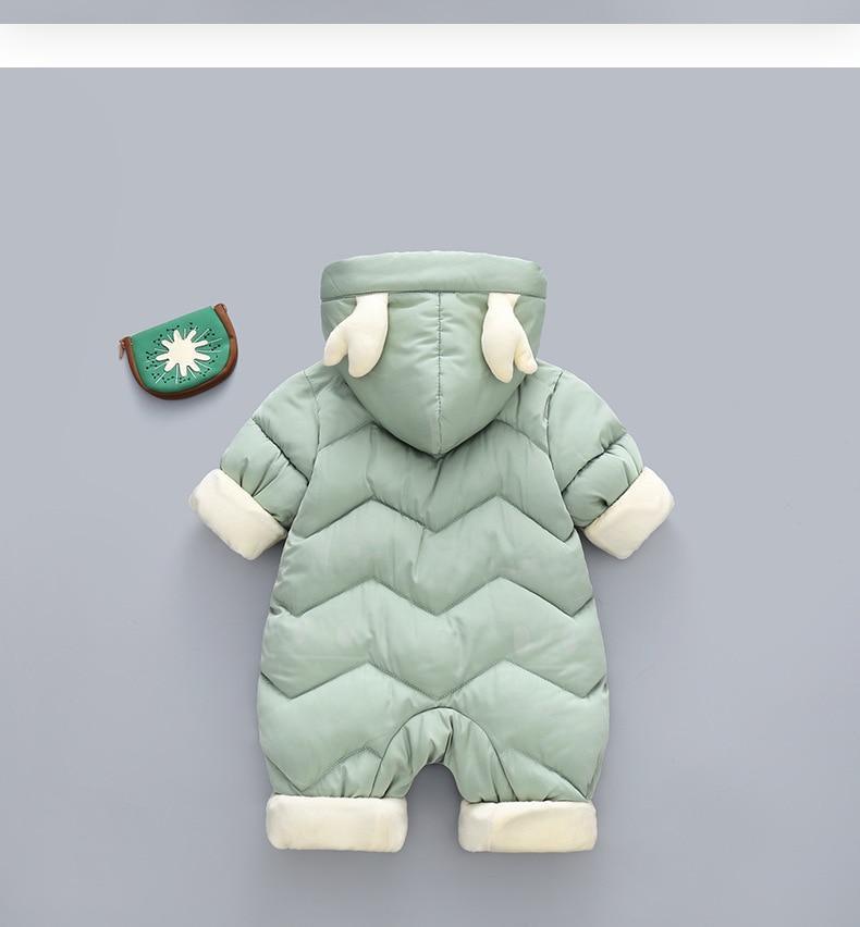 Modern Elegant Baby Warm Thick Cotton Hooded Jumpsuit Snowsuit Rompers Outfit for Children In Modern Design