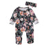 Baby Girls Footies Floral Print Ruffles Single Breasted Playsuit Headband Clothes Outfits For Girls with Bow Floral Printed