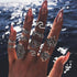 Boho Women Rings Set Compass Arrow Starfish Wave Moon Eyes Gem Gold Silver Color Opening Midi Ring Charm Lady Jewelry