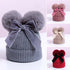 Luxury Modern Elegant New Girls Double Pompom Knitted Hat Warm Thicker Beanie Cap for Baby Girls In Winter elegant New Year Design