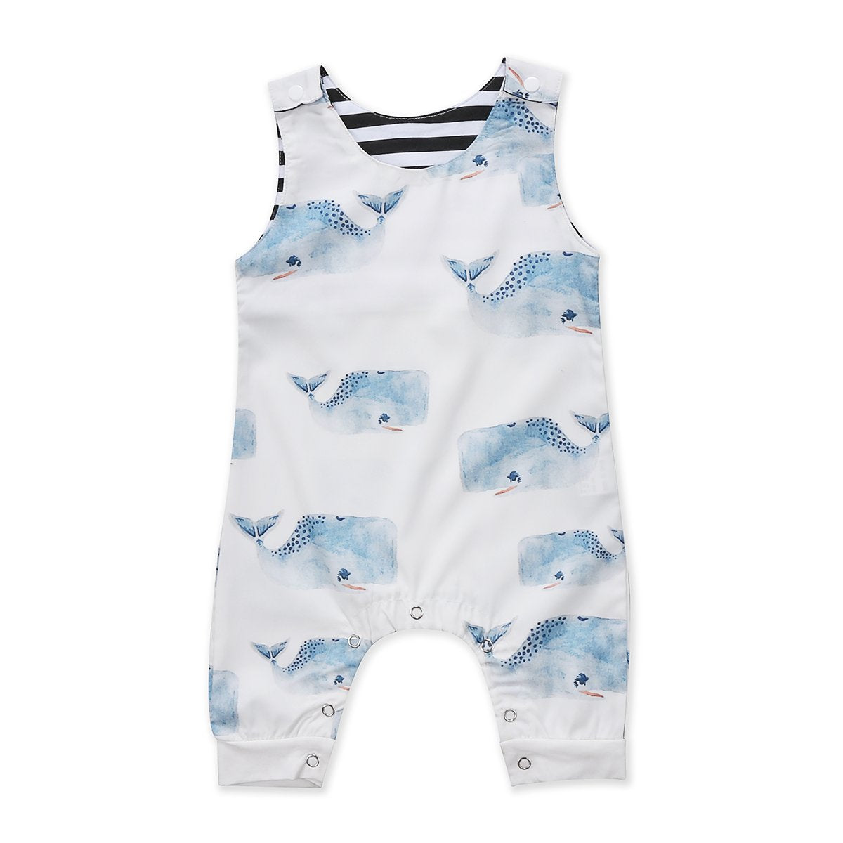 Newborn Baby Summer Clothing Sleeveless Whales Print Romper Jumpsuit Sun suit Playsuits For Boys