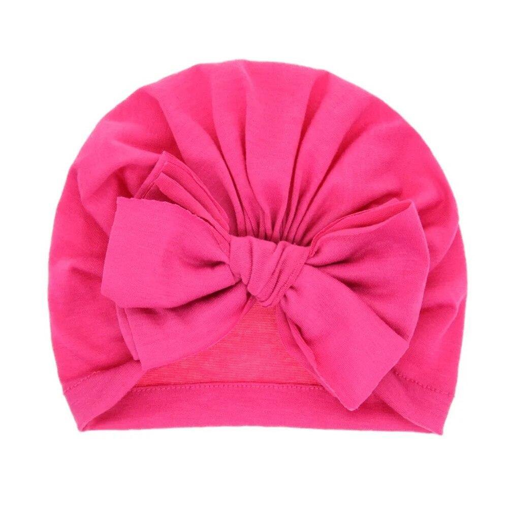 Modern Luxury Baby Girl Lovely Soft Winter Big Bow Turban Bonnet Cotton Caps For Girls Baby