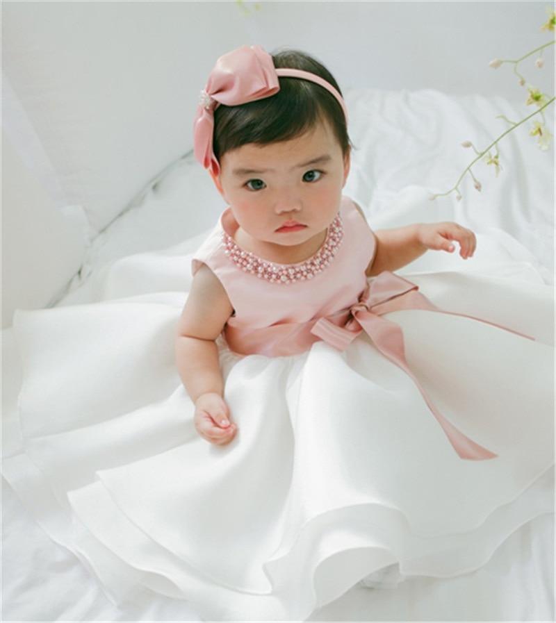 Luxury Designer Handmade Pink Dress for First Birthday Party Girl Baby Clothing Ball Toddler Girls Dress