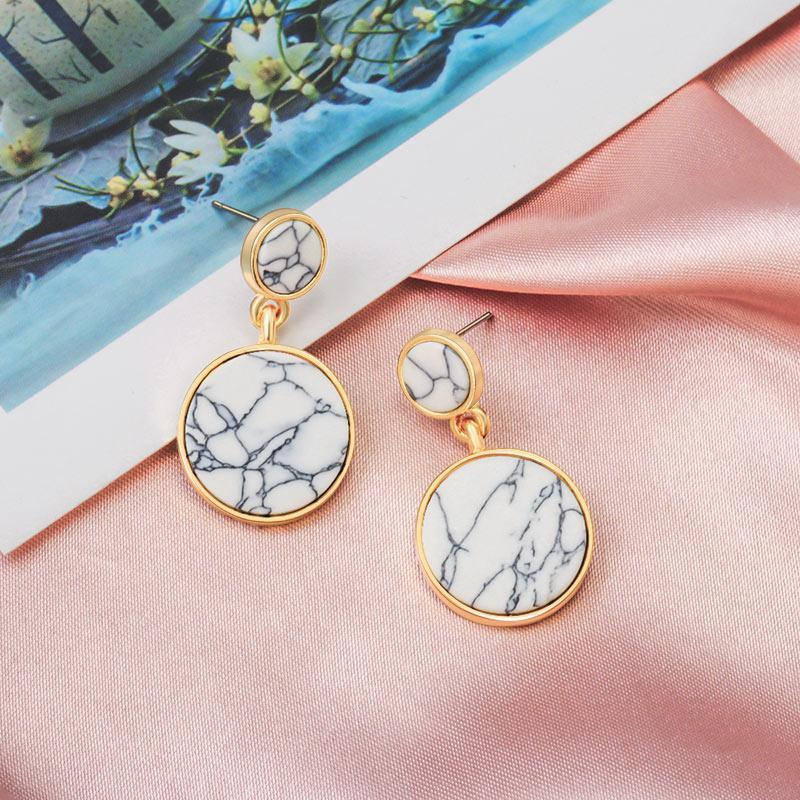 New Fashion Round Dangle Drop Korean Earrings For Women In Geometric Round Heart Gold Earring Wedding Elegant Style