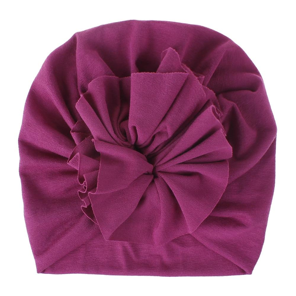 Handmade Pleated Flower Babies' Knitted Cotton Cloth Turban For Baby Girls In Elegant Style