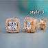 Geometric Elegant Women Quality Stud Earrings Luxury Cubic Zircon Wedding Party Daily Wearable Fashion Jewelry