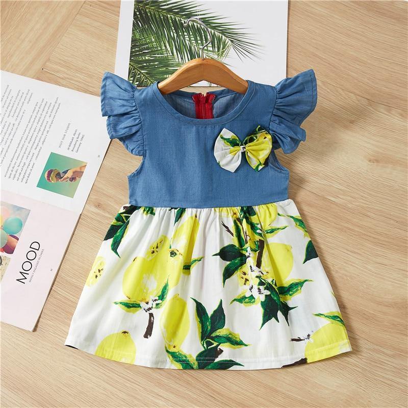 Baby Summer New Children Female Cotton A-Line Dress Kids Clothes Floral Princess Tutu Dresses For Girls