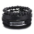 Vintage Black Bead Bracelets For Men Fashion Hollow Triangle Leather Bracelet & Bangles Multilayer Wide Wrap Jewelry For Men and Women