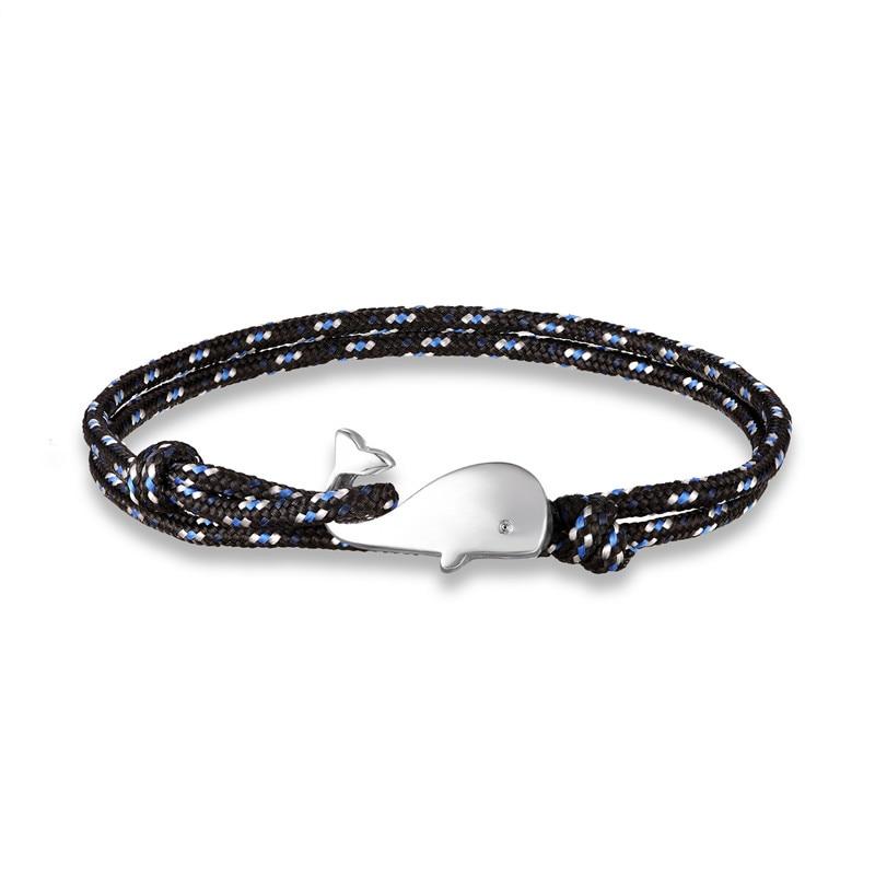 Navy Style Camping Parachute Cord Whale Tail Anchor Bracelet Men Women 550 Paracord Jewelry Wrap Metal Hooks