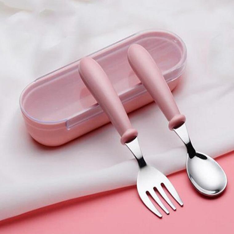 Baby Gadgets Tableware Set Children Utensil Stainless Steel Toddler Dinnerware Cutlery Cartoon Infant Food Feeding Spoon and Fork