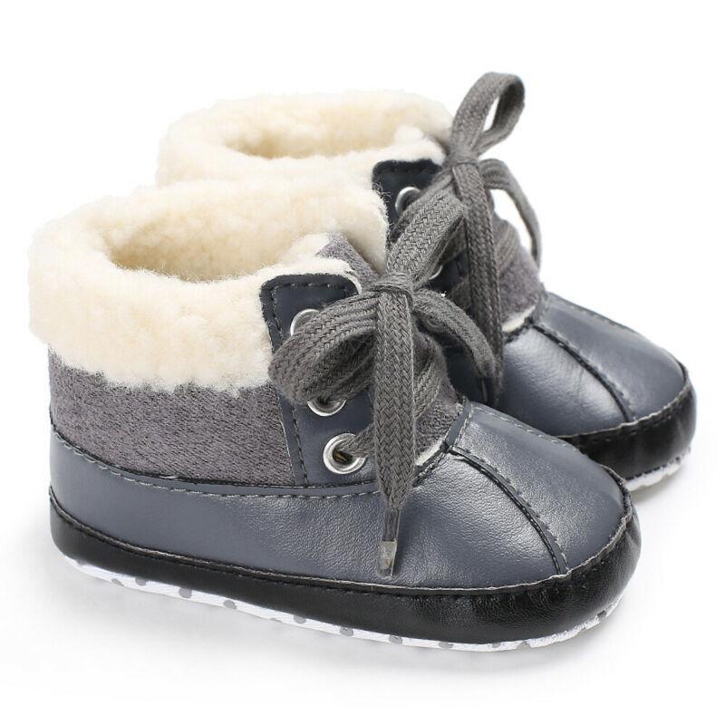 Infant Newborn Baby Boy Winter Warm Lace Up Design Boots Kids Baby Boy Booties Stylish Autumn Shoes