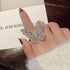 New Design Fashion Jewelry Opening High-Grade  Zircon Butterfly Ring Luxury Shiny Cocktail Party Ring For Women