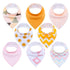 8PCS/SET Comfortable Colorful 100% Organic Cotton Adjustable Snaps Bandana Saliva Bibs For Baby Boys & Girls Kids