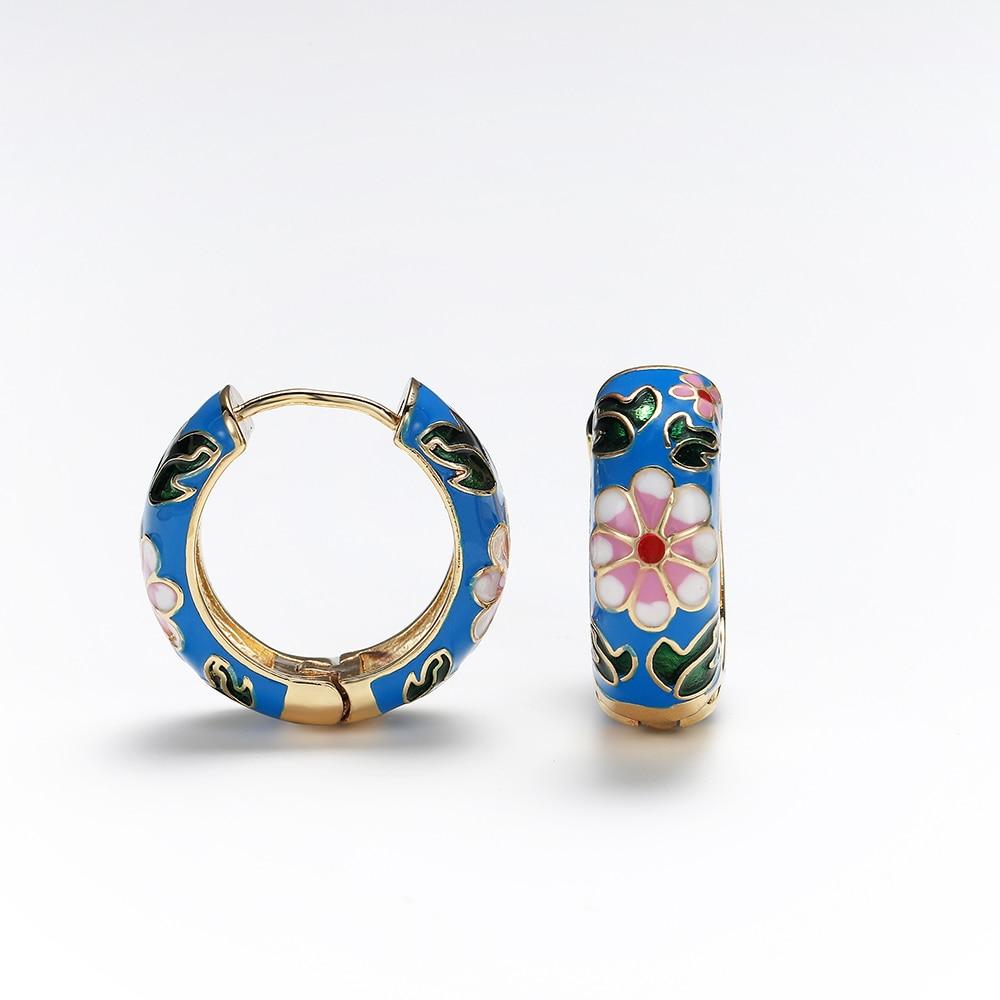 New Fashion Enamel Flower Hoop Earrings for Women Circle Small Earrings Jewelry