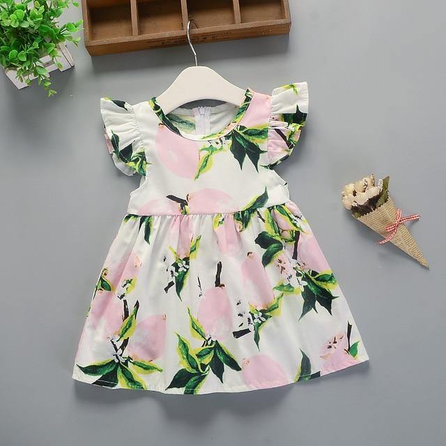 Baby Summer New Children Female Cotton A-Line Dress Kids Clothes Floral Princess Tutu Dresses For Girls