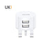 White Fast Charging 2.1A 2 Port EU/UK/US Plug Wall Charger Mobile Round Phone Chargers