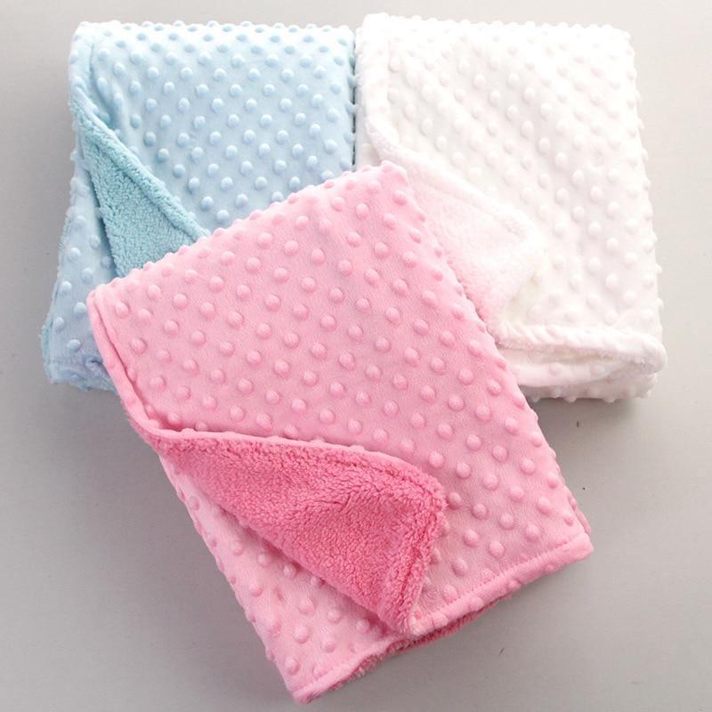 Baby Newborn Thermal Soft Fleece Swaddling Blanket, Solid Bedding Set Cotton Quilt for Infants Baby Kids