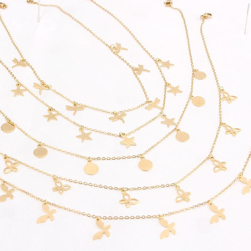 Elegant Non-Fading Luxury Stainless Steel Animal Butterfly Star Gold Necklace Amazing Women Choker Necklaces Pendants Femme Chain Jewelry Gifts