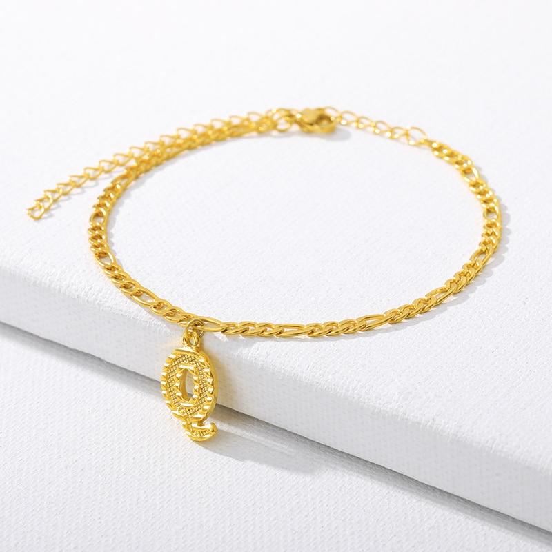 Luxury Anklets Letter Bracelets For Women Stainless Steel Alphabet Ankle Bracelet  Gold Chain Foot Jewellry