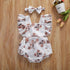 Modern 0-24M Newborn Baby Girls Flowers Print Ruffles Short Sleeve Jumpsuits Headband For Girls