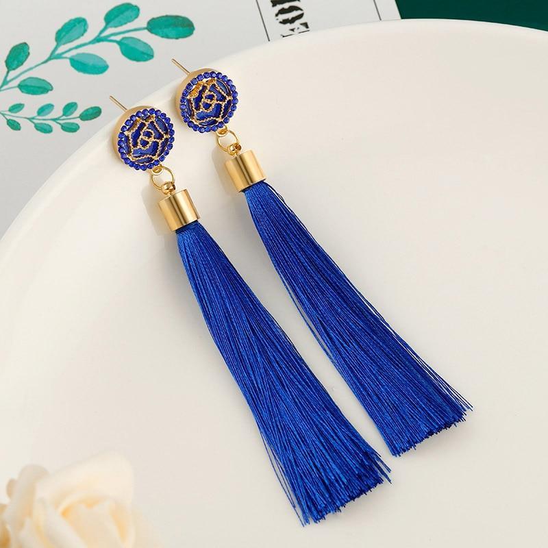 Tassel Modern Epic Retro  Bohemian Tassel Earrings for Women In  Cotton Silk Fabric Long Fringe Drop Dangle Earrings Design