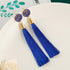 Luxury Elegant Tassel Modern Tassel Earrings for Women In  Cotton Silk Fabric Long Fringe Drop  Earrings Design