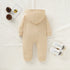 Newborn Clothing Solid Long Sleeve Hooded Button Pockets Romper Winter Warm Jumpsuit for Girls and Boys