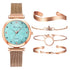 Fashion Set Women Watches Luxury Magnet Buckle Flower Rhinestone Watch Ladies Quartz Wrist Watch  WIth Bracelet In Set For Women and Girls