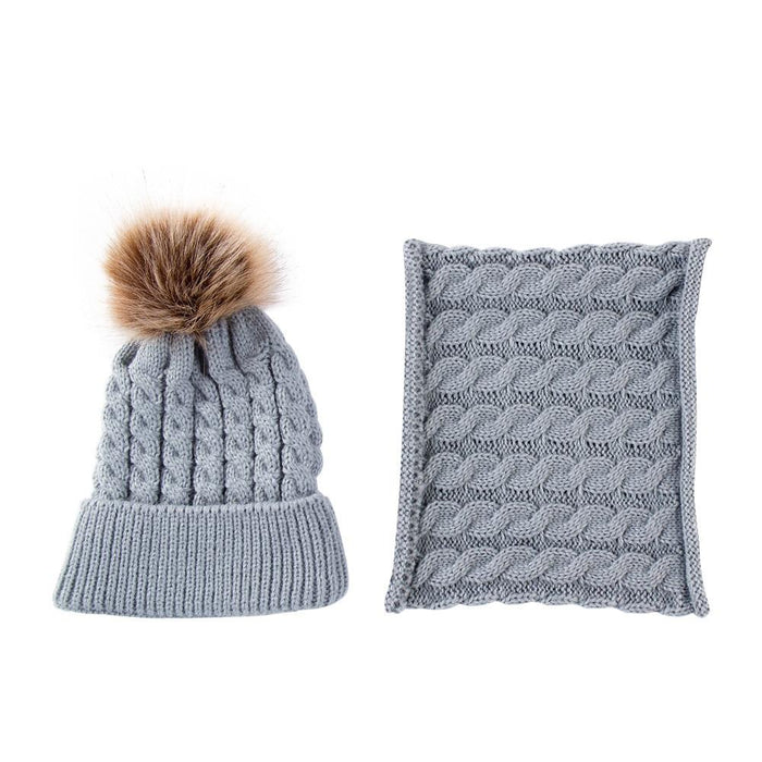 Trend New Toddler Hat Baby Girls and Boys Winter Warm Knitted Wool Hemming Hat Beanie Cap and Warm Scarf