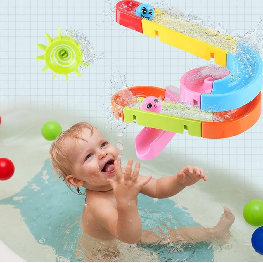 Bath Toys Suction Cup Marble Race Orbits Track Kids Bathroom Bathtub Play Water Toy Shower Games For Kids