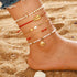 Handmade Unique Layered Gold Shell Pendant Chain Ankle Bracelet Foot Jewelry for Ladies and Women