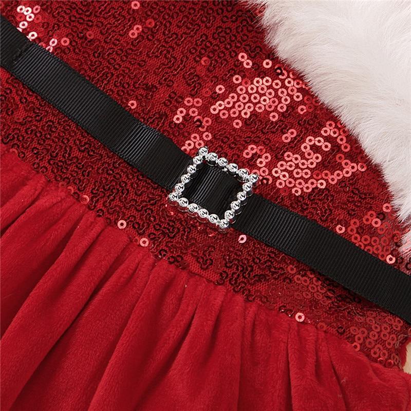 Baby Girls Christmas Romper  Ruffles Fly Sleeve Sequins Red Party Dress Unique Design Excellent Look