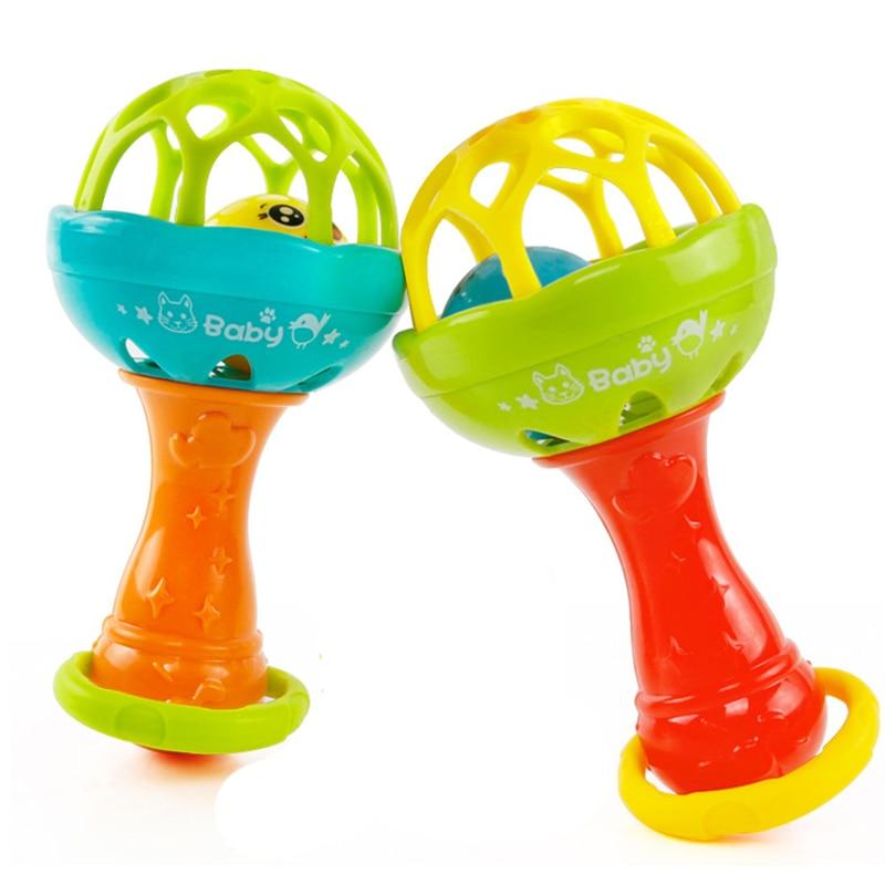 Baby Rattles toy Intelligence Grasping Gums Plastic Hand Bell Rattle Educational Mobiles Toys For Baby and Kids