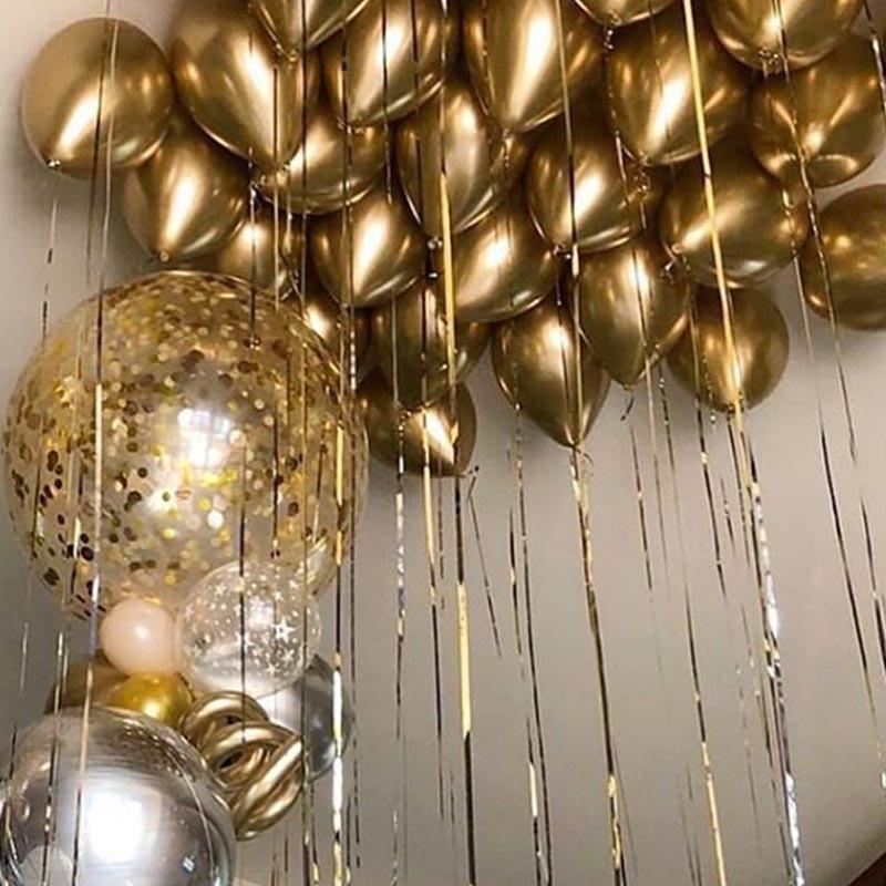 Luxury Gold Metal Latex Balloons 20pcs  and Colored Confetti Birthday Party Decorations Kids Baby Wedding Ballons Luxury Modern Decoration for Celebrations