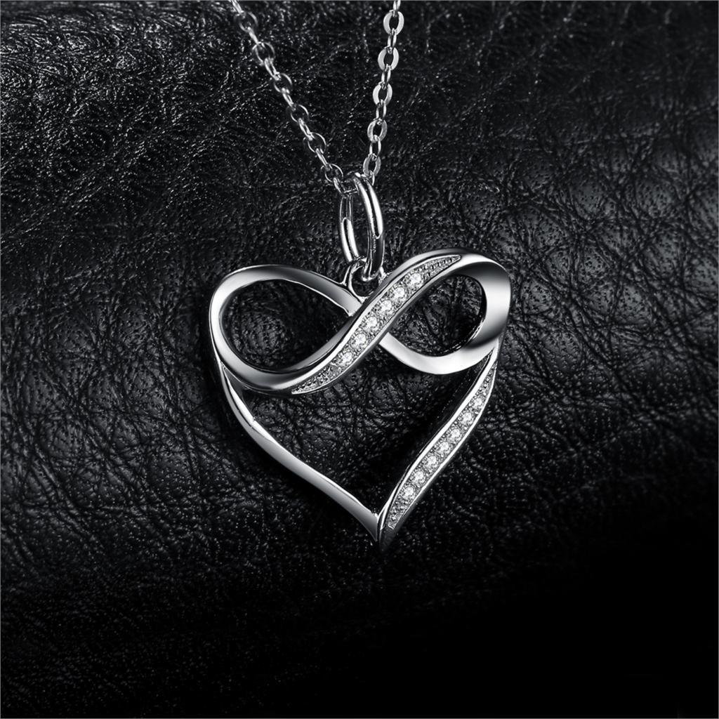 Infinity Love Heart Silver Pendant Necklace 925 Sterling Silver Choker Statement Necklace Women Silver 925 Jewelry