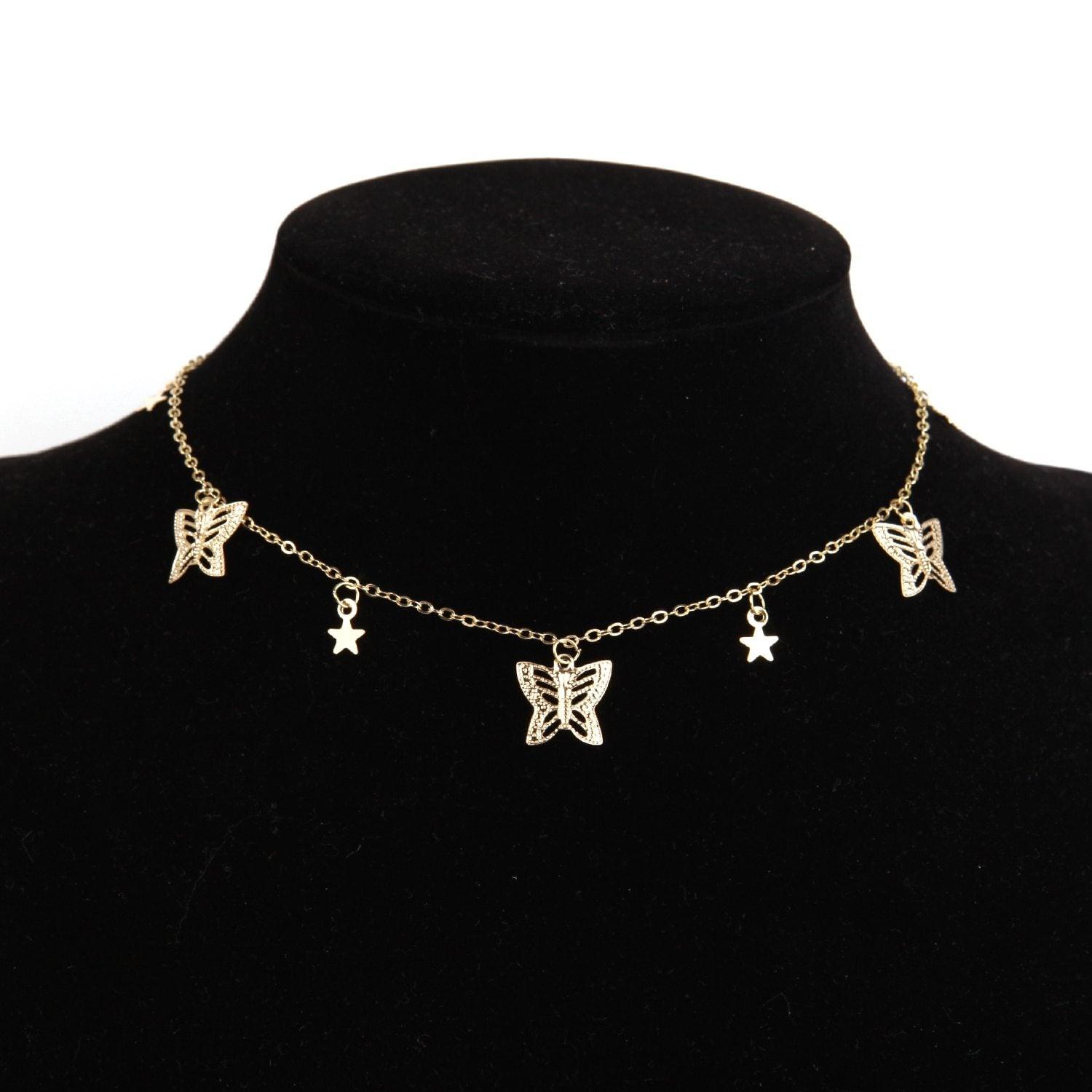 Modern Gold Chain Butterfly Pendant Choker Necklace Luxury For Women Statement Bohemian Beach Jewelry Gift Cheap