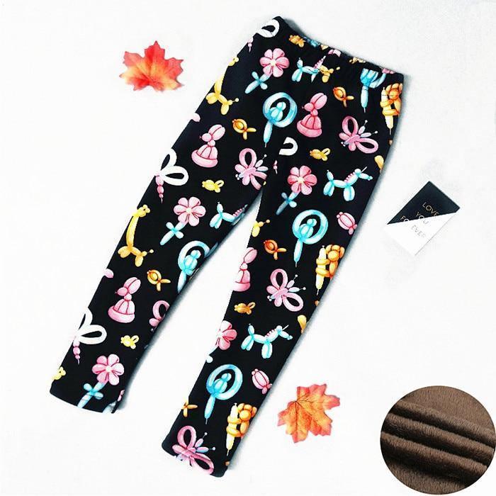 Baby Girls Leggings Thick Warm Dot Pants Kid Girl Leopard Plus Pants Children Vintage Flowers Trousers For Girls Kids