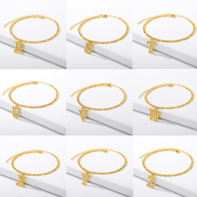 Luxury Anklets Letter Bracelets For Women Stainless Steel Alphabet Ankle Bracelet  Gold Chain Foot Jewellry