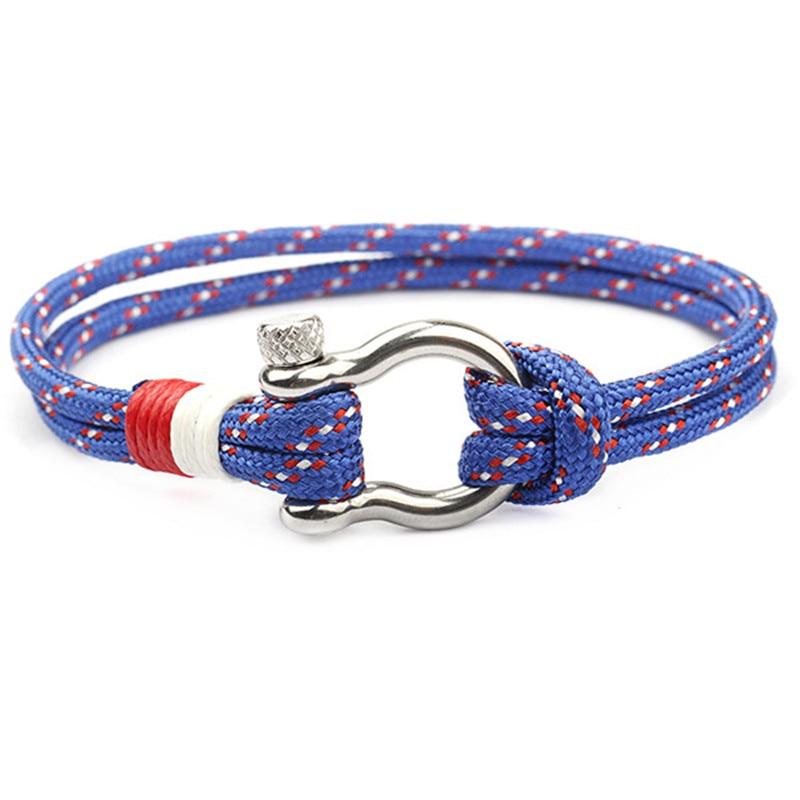 Fashion Charm Paracord Bracelet Navy Style Braided Rope Stainless Steel Buckles Survival Bracelets for Men and Women