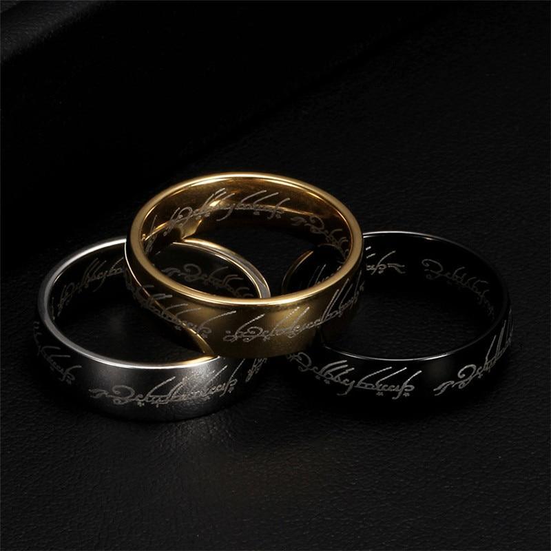 Great Stainless Steel One Ring of Power Elegant Gold Color Wedding Ring Modern Lovers Women Men Fashion Jewelry