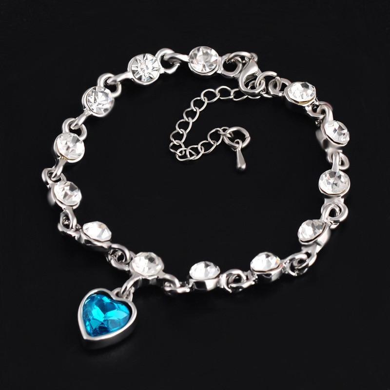 Modern Genuine 925 Sterling Silver Heart Elegant Luxury Bracelets For Women Blue Sapphire Tanzanite Chain Bracelet  Trendy Wedding Gift Fine Jewelry